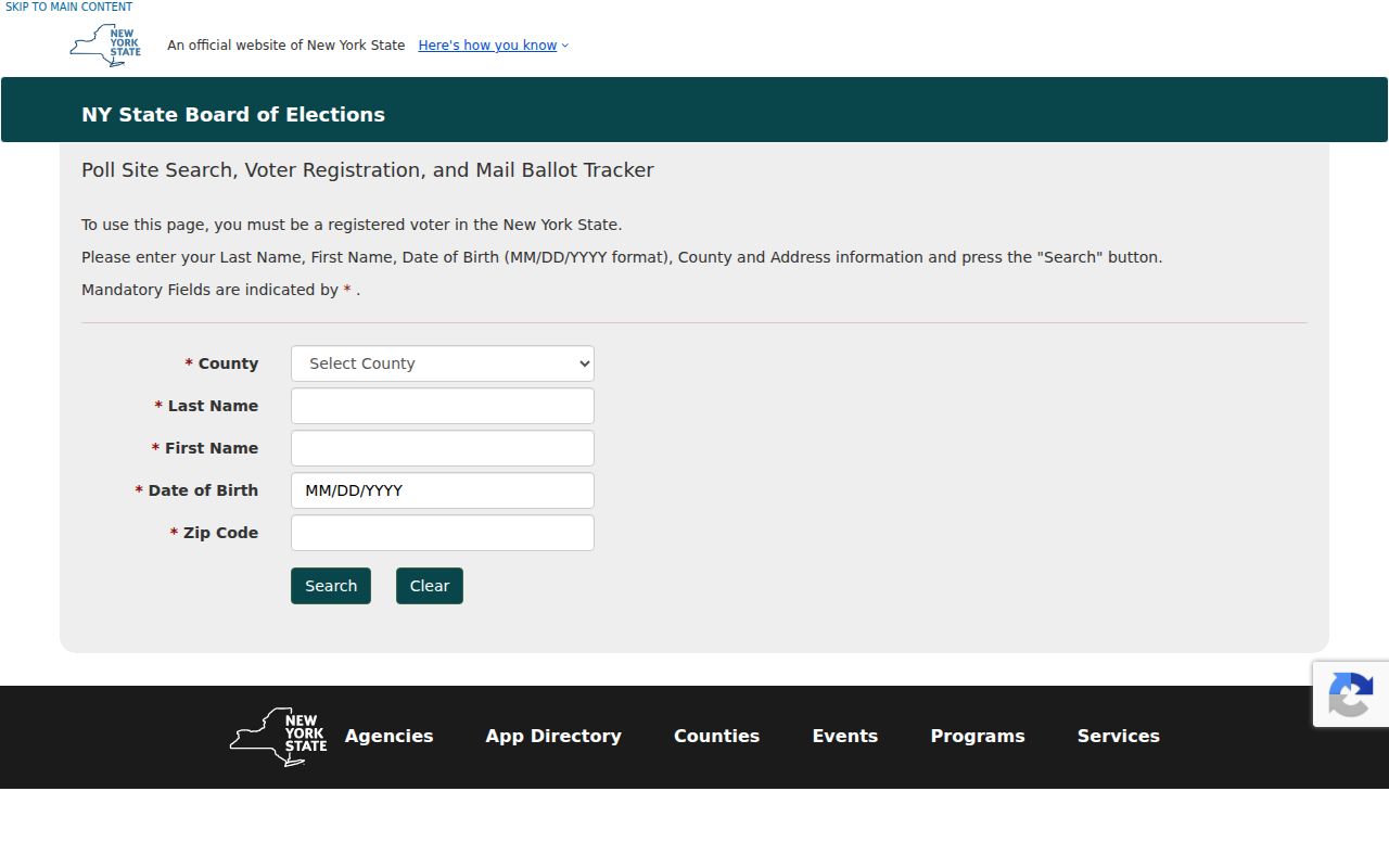 Peekskill residents directory New York voter lookup form