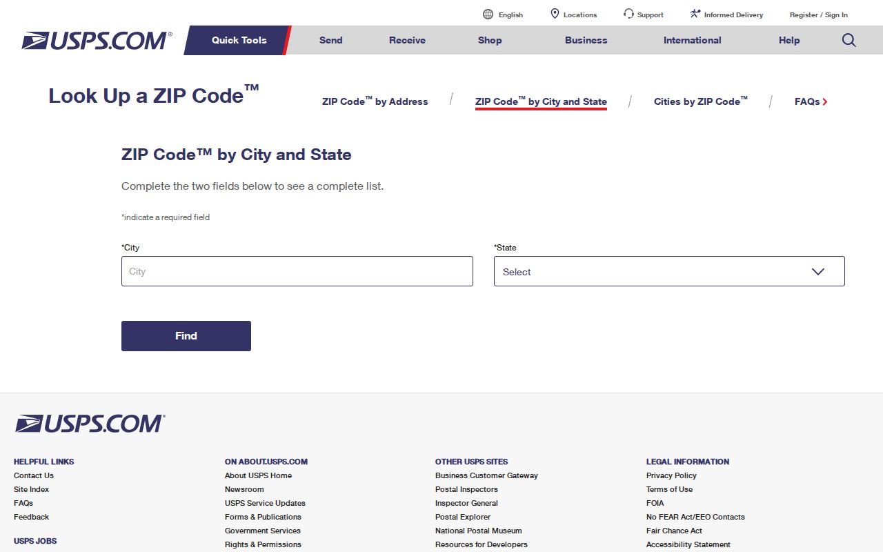 Peekskill ZIP code directory USPS address lookup screen